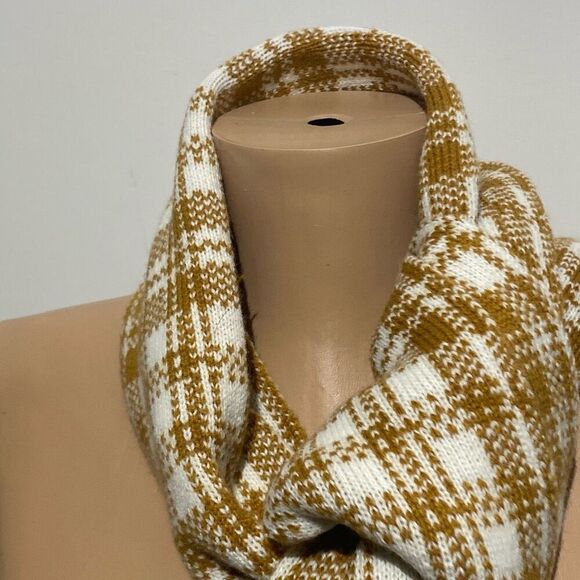 Timberland Unisex Cream Tan Buffalo Plaid Knit Rectangular Scarf One Size - Picture 4 of 7